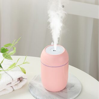300Ml Cool-Mist Waaier Luchtbevochtiger Aroma Diffuser Nano Spray Led Licht Levensduur Batterij Stille Huishoudelijke Luchtbevochtigers 25 # roze