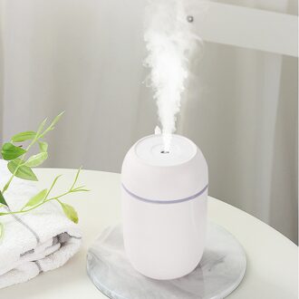 300Ml Cool-Mist Waaier Luchtbevochtiger Aroma Diffuser Nano Spray Led Licht Levensduur Batterij Stille Huishoudelijke Luchtbevochtigers 25 # wit