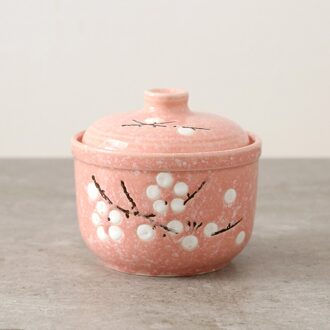300Ml Japanse Keuken Soep Stoofpot Servies, Waterdicht Keramische Stoom Ei Cup Kom Met Deksel, huishoudelijke Mini Dessert Stoofpot Cups roze
