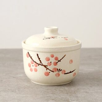 300Ml Japanse Keuken Soep Stoofpot Serviesgoed, Waterdicht Keramisch Stoom Ei Kom Met Deksel, Huishoudelijke Mini Dessert Stoofpot Bekers Rood