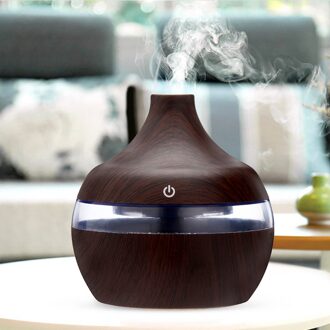 300Ml Luchtbevochtiger Aroma Essentiële Olie Diffuser Led Aroma Aromatherapie Diffusore Oli Air Aroma Essentiële Diffuser Luchtbevochtiger bruin