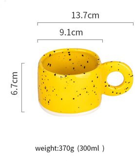 300Ml Melk Koffie Cup Kantoor Thuis Drinkware Magnetron Paar Handgreep Cups Ring Handvat Keramische Mok Snoep Kleur geel