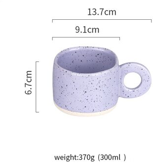 300Ml Melk Koffie Cup Kantoor Thuis Drinkware Magnetron Paar Handgreep Cups Ring Handvat Keramische Mok Snoep Kleur paars