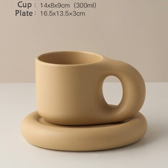 300Ml Nordic Stijl Koffiekopje Melk Thee Keramische Cup Creatieve Keramische Mok Met Plaat Uniek Cadeau Voor Vrienden melk thee kleur