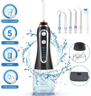 300ml Oral Irrigator Portable Dental Water Flosser Jet 5 Modes Water Floss USB Rechargeable Irrigator Dental Teeth Cleaner + Bag