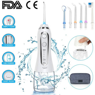 300ml Portable Oral Irrigator 5 Mode Dental Water Flosser Jet USB Rechargeable Water Floss Irrigator Dental Teeth Cleaner+5 Tips