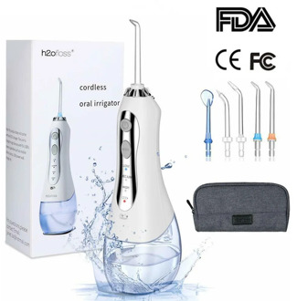 300ml Portable Oral Irrigator Waterproof Dental Water Flosser Jet USB Rechargeable Irrigator Dental Teeth Cleaner+5 Jet Tips&Bag