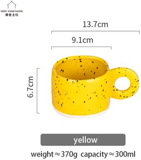 300Ml Ring Handvat Keramische Mok Snoep Kleur Melk Koffie Cup Kantoor Thuis Drinkware Magnetron Paar Handgreep Cups geel