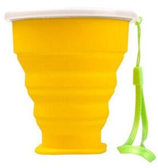 300Ml Siliconen Water Cup Draagbare Inklapbare Reizen Koffie Thee Mok Camping Kleurrijke Outdoor Cup Voor Reizen Kantoor Kamp geel