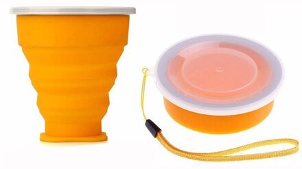 300Ml Siliconen Water Cup Draagbare Inklapbare Reizen Koffie Thee Mok Camping Kleurrijke Outdoor Cup Voor Reizen Kantoor Kamp oranje