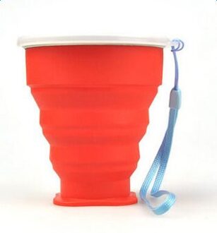300Ml Siliconen Water Cup Draagbare Inklapbare Reizen Koffie Thee Mok Camping Kleurrijke Outdoor Cup Voor Reizen Kantoor Kamp rood