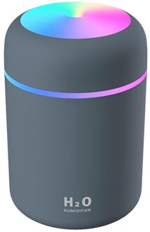 300Ml Ultrasone Luchtbevochtiger Mini Zacht Licht Essentiële Olie Diffuser Auto Luchtreiniger Cool Mist Maker Voor Home Office Xmas licht grijs