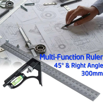 300mm/12" Adjustable Engineers Combination Try Square Set Right Angle Ruler Multi-Function Angle 45 Degree Right Angles