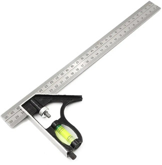 300Mm Adjustable Combination Square Angle Ruler 45 / 90 Degree With Bubble Level Multifunctional Gauge Measuring Tools