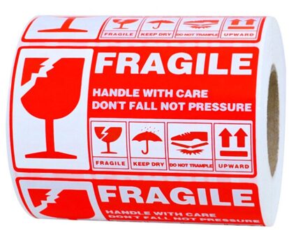 300Pcs Fragiele Papieren Stickers Verpakking Handvat Met Zorg Label Stickers