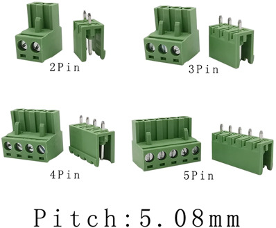 300V 10A 2EDG 5.08mm PCB Screw Terminal Block Connector 2EDG5.08 Plug-in Type Straight Pin PCB Terminals Wire Connector 2/3/4/5P