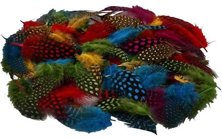 300x Gekleurde parelhoen veren - Vogel decoratie veertjes - hobby veren