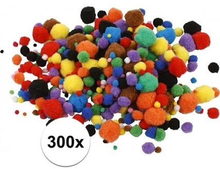 300x knutsel pompons 15-40 mm kleuren