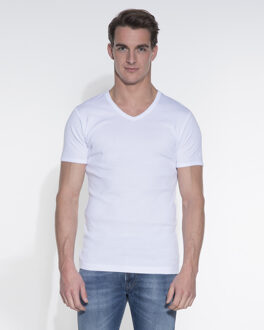302 - T-shirt 1-pack Semi Body Fit V-Hals Wit - XL
