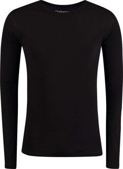 303 - T-shirt R-neck l/sl semi Body Fit Zwart - XXL - 100% cotton 1x1 rib