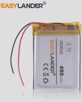 303040 3.7V 450Mah Oplaadbare Li-Ion Polymeer Batterij Voor Gps MP3 Speler Dvr Recorder Radio Speaker Verlichting