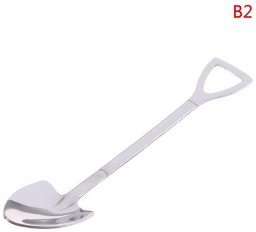 304 Retro Schop Koffielepel Roestvrij Staal Dessert Lepel Watermeloen Lepel Ijs Lepel Tip Schop Platte Schop Gou 15*3Cm wit