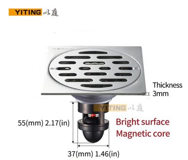 304 Roestvrij Staal Badkamer Douche Afvoerputje Vierkante Drainage Deodorant Afvoerputje Afgedicht Tegen Water Afvoerputje 10cm 03