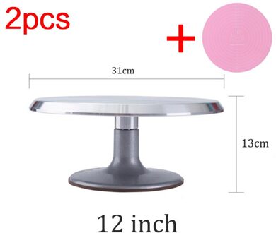 304 Roestvrij Staal Decoreren Mond Schraper Set Roterende Taart Decoreren Draaitafel Tafel Taart Decoreren Draaitafel Set 12 duim D