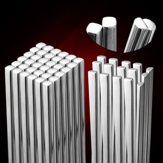 304 Roestvrij Staal Eetstokjes Volledige Vierkante Eetstokjes Massief Hout Zilver Ijzer Fastzi Set Antislip Servies