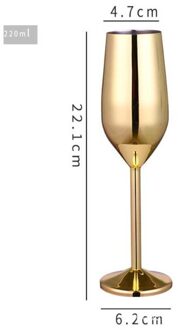304 Roestvrij Staal Food Grade Rode Wijn Beker Glas Cocktail Glas Metalen Wijnglas Bar Restaurant Beker Rose Gold goud / 220ml