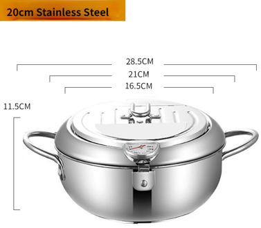 304 Roestvrij Staal Frituren Pot Keuken Tempura Friteuse Pan Met Deksel En Thermometer Japanse Stijl Frituren Pot 20cm Stainless