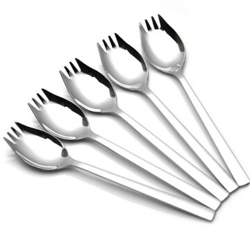 304 Roestvrij Staal Lange Steel Vork Lepel Een Lepel Thuis Salade Lepel Student Fruit Vork Soeplepel 20.8X4cm