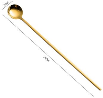 304 Roestvrij Staal Mengen Roeren Lepel Creatieve Lange Handvat Dikker Kleine Lepel Dessertlepel Koffie Ijs Lepels Cucharas goud