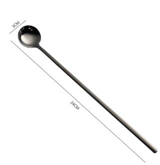 304 Roestvrij Staal Mengen Roeren Lepel Creatieve Lange Handvat Dikker Kleine Lepel Dessertlepel Koffie Ijs Lepels Cucharas zwart