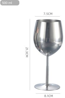 304 Roestvrij Staal Rode Wijn Glas Zilver Rose Goud Bekers Sap Drinken Champagne Goblet Party Bar Keuken Gereedschap WF1021 siliver-L