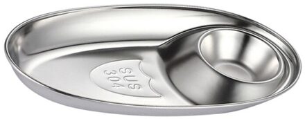 304 Roestvrij Staal Snack Rooster Plaat Ovale Saus Plaat Westerse Voedsel Frieten Gebakken Kip Dim Sum Plaat klein