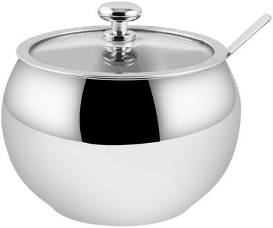 304 Roestvrij Staal Suikerpot Met Deksel En Lepel Voor Huis En Keuken, Opslag Container Kruiderij Snoep Kruiden Jar