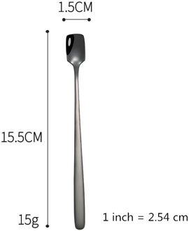 304 Roestvrij Staal Vierkante Kop Spoongolden Koffie Roeren Lepel Creatieve Lange Handvat Bar Ijs Lepel Dessert Spooncool Thee Lepel HSDK