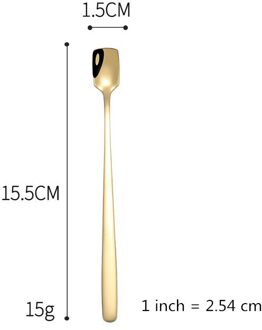 304 Roestvrij Staal Vierkante Kop Spoongolden Koffie Roeren Lepel Creatieve Lange Handvat Bar Ijs Lepel Dessert Spooncool Thee Lepel JSDK