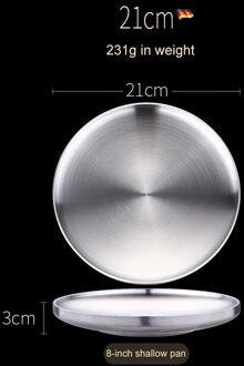304 Roestvrij Stalen Ronde Steak Plaat Lade Single Layer Salade Fruit Ontbijt Steak Lade Bbq Servies Schotel 21 cm