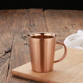 304 Rvs Double-layer Koffie Huishoudelijke Artikelen Bier Mok Mokken Handgreep Roestvrij Stalen Kop Koffie Cup roos goud