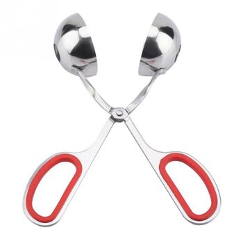 304 Rvs Gehaktbal Sandwich Gehaktbal Maker Voedsel Clip Vulling Gehaktballen Diy Vis Ei Bal Machine Kitchen Tools Rood / 18 x 7 x3.5cm