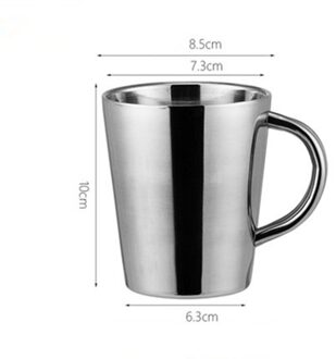304 Rvs Koffiekopje Dubbele Laag Melk Drinkbeker Bier Mok Water Cup 300Ml matte zilver