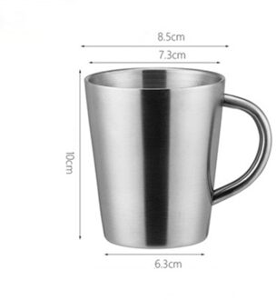 304 Rvs Koffiekopje Dubbele Laag Melk Drinkbeker Bier Mok Water Cup 300Ml Shiny zilver