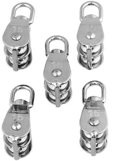 304 Rvs M15 Dubbele Katrol Blok Voor Wire Rope Chain Tractie Wiel Set Van 5