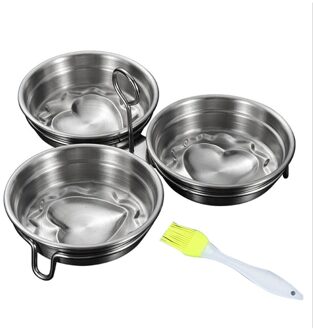 304 Rvs Mould Eierkoker Ei Koken Plaat Met Olie Borstel Ei Koken Gereedschap Liefde Lunch Mold hart-vormig