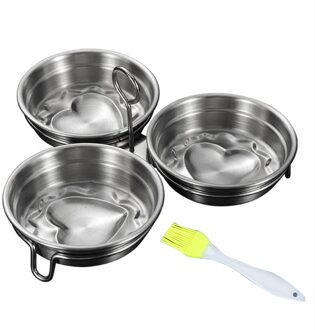 304 Rvs Mould Eierkoker Ei Koken Plaat Met Olie Borstel Ei Koken Gereedschap Liefde Lunch Mold wit