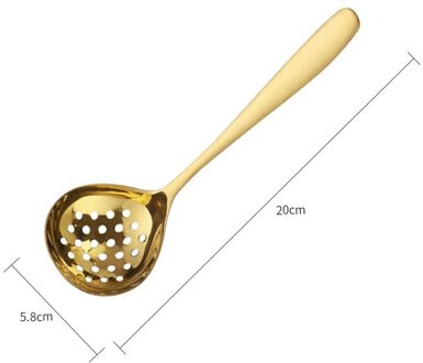 304 Rvs Opscheplepel Soep Pollepel Scoop Familie Soep Vergiet Lepels Koken Lepel Keuken Accessoires Gebruiksvoorwerp goud colander