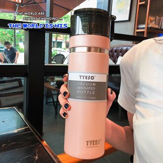 304 Rvs Outdoor Thermoskan Rvs Grote Capaciteit Draagbare Dubbelwandige Thermoskan Geïsoleerde Tumbler 48 Uur roze 710ml