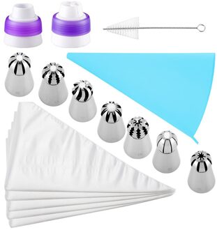 304 Rvs Russische Icing Piping Cake Converter Nozzles Pastry Tips Cake Siliconen Disposablebag Decorating Bakken 111stk